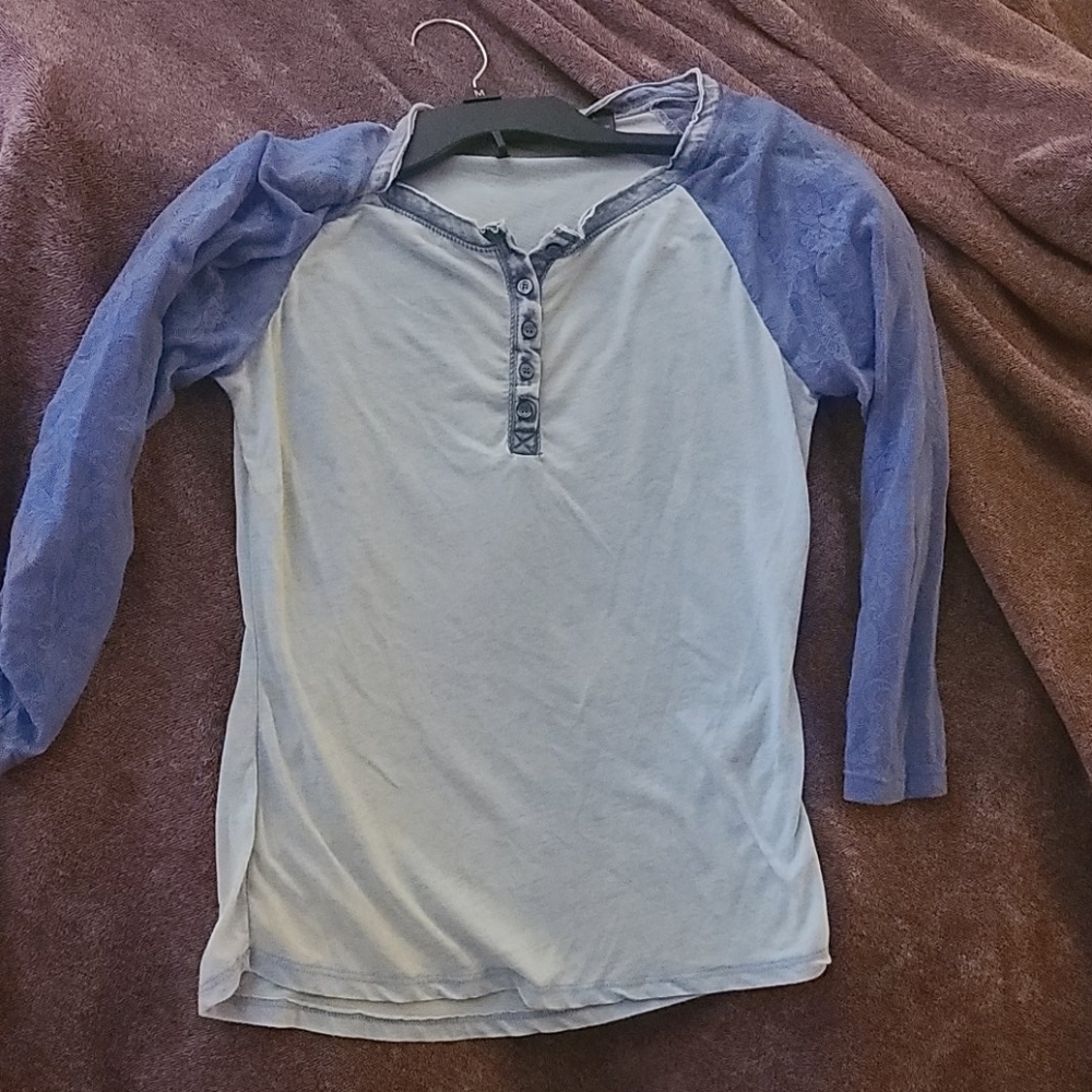 Lace Sleeve * Lavender Baseball Henley